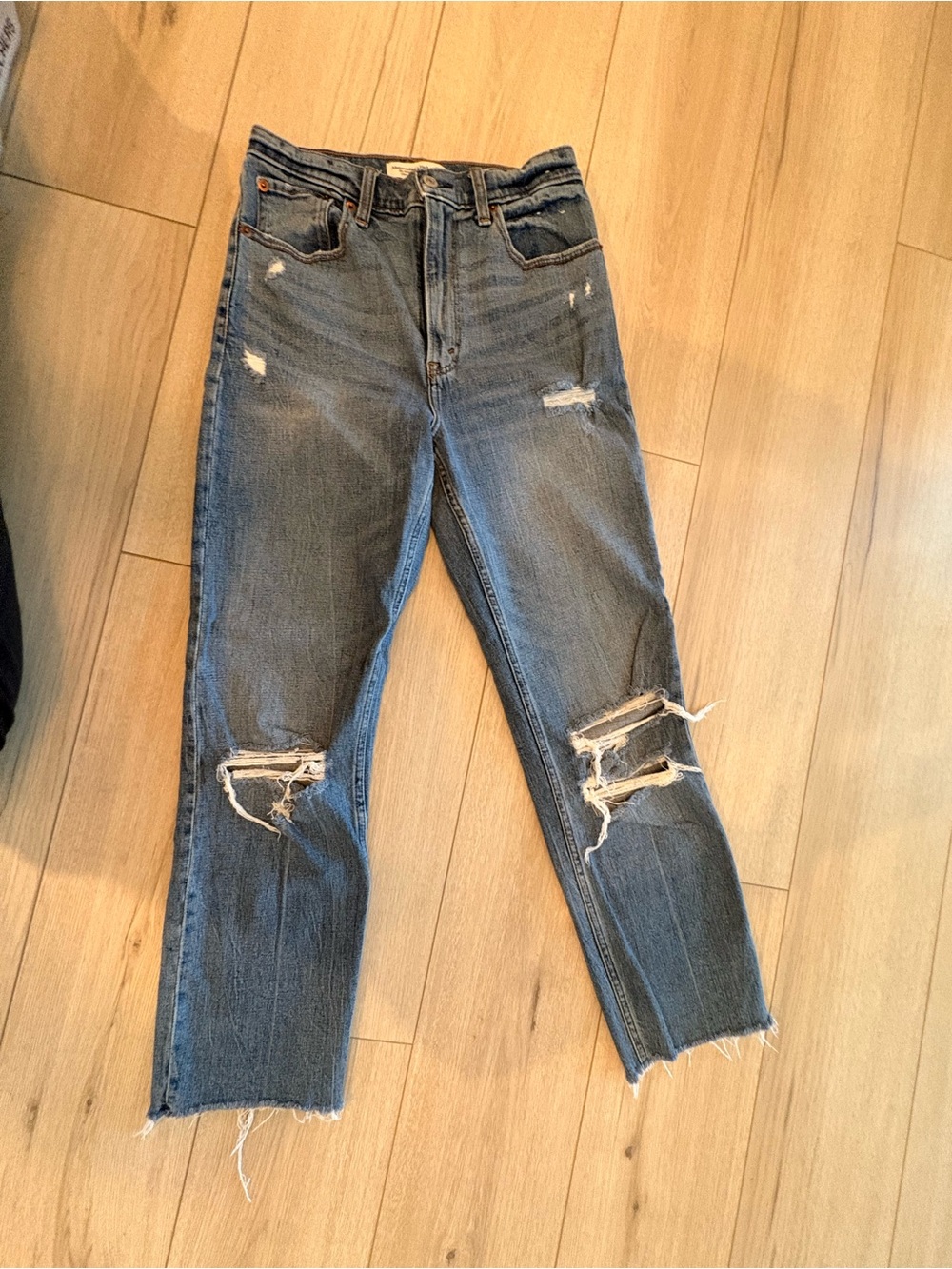 Abercrombie & Fitch Distressed Boyfriend Jeans - Medium Blue Wash